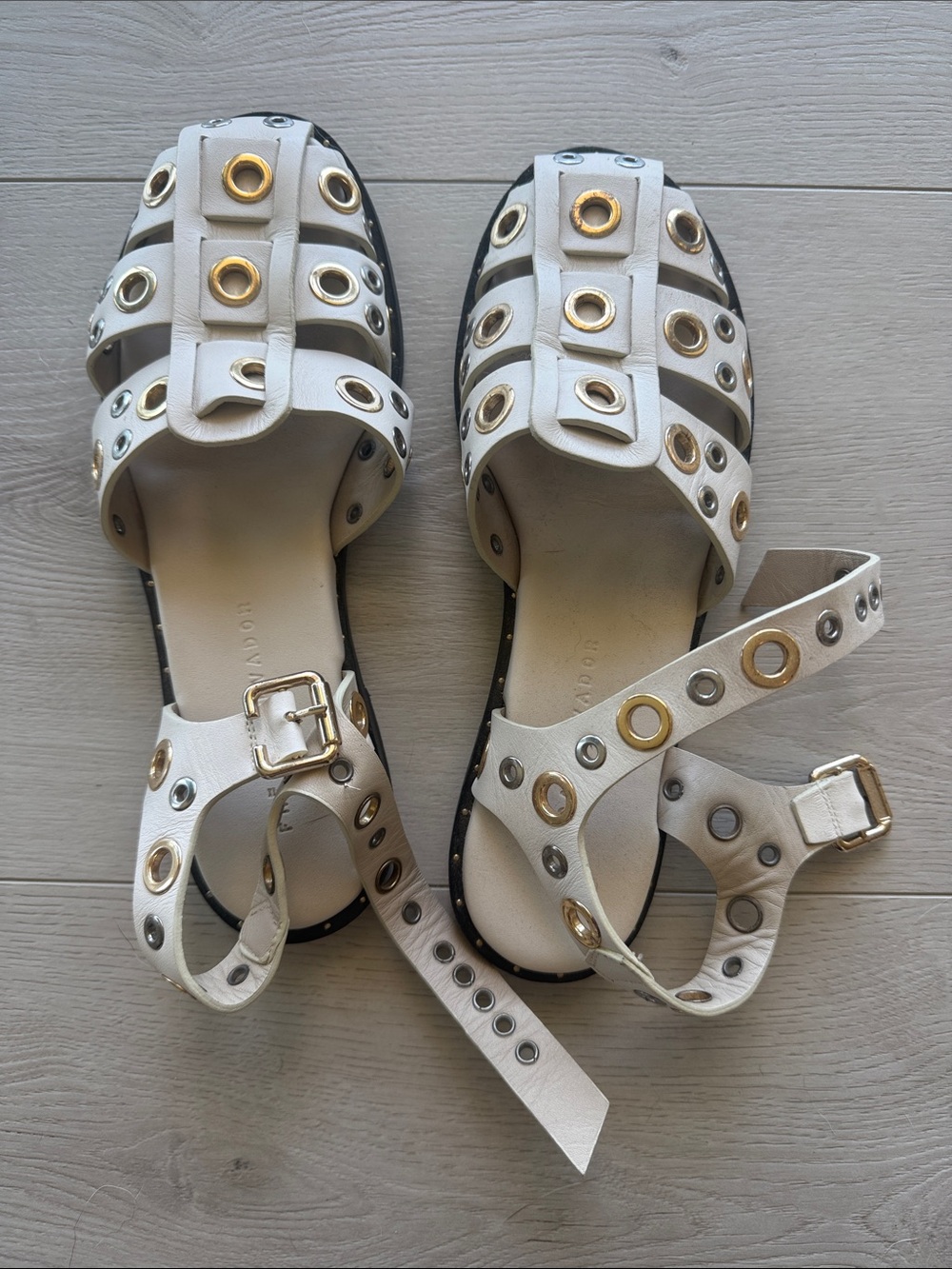 Freda Salvador Women's White Grommet Strap Sandals